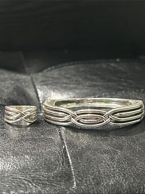 Brighton Intertwined Hinged  Bangle and Ring Set with Brighton Pouch